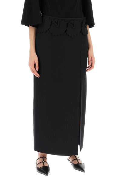 "mid-length wool and silk skirt with floral appliqu√© 4B0RABA51CF NERO