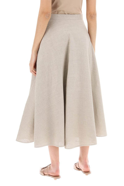 Valentino garavani linen canvas skirt for women 4B0RABC08HK BEIGE GRAVEL