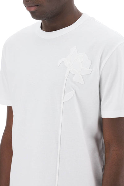 "flower embroidered t-shirt 4V0MG01FA22 BIANCO