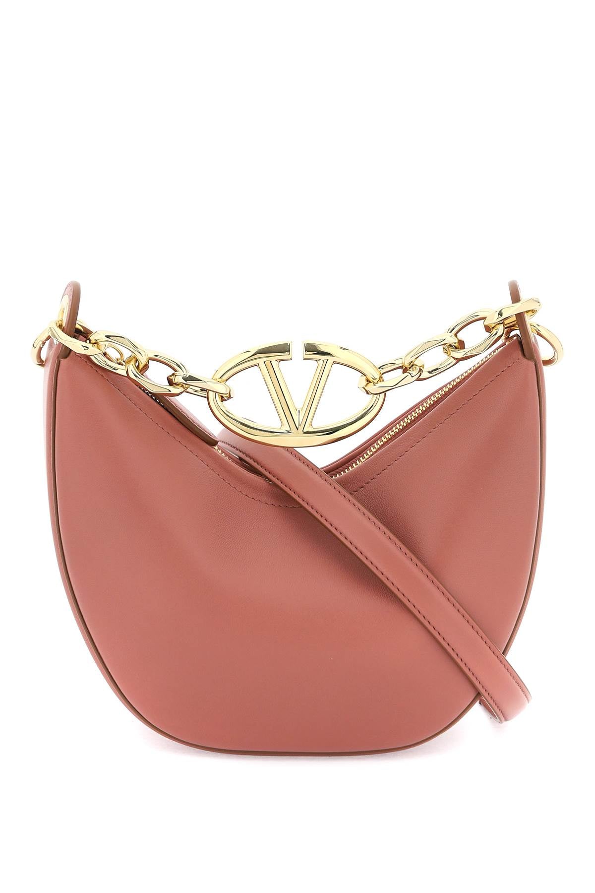 Valentino garavani mini vlogo moon bag in nappa leather with chain 4W0B0N46PHV ROSE BROWN