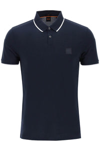 slim fit piqué polo shirt with tipped 50507699 DARK BLUE