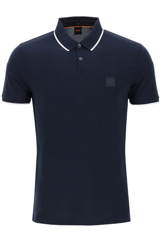 slim fit piqué polo shirt with tipped 50507699 DARK BLUE