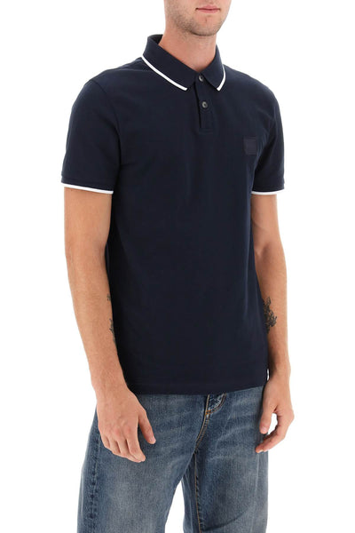 slim fit piqué polo shirt with tipped 50507699 DARK BLUE