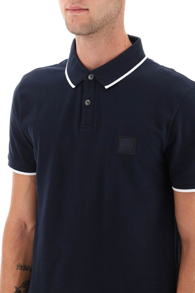 slim fit piqué polo shirt with tipped 50507699 DARK BLUE