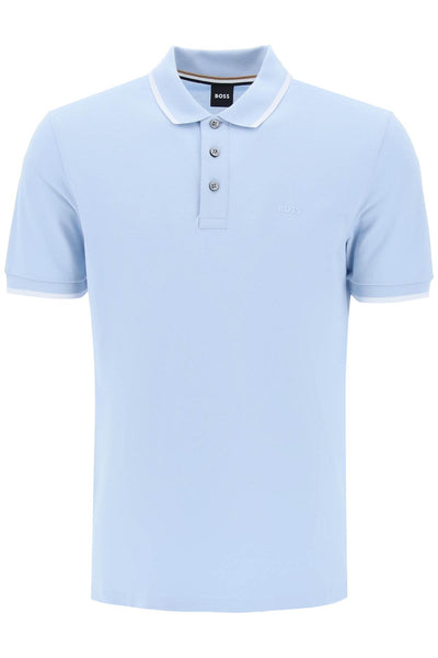 Boss polo shirt with contrasting edges 50494697 LIGHTPASTEL BLUE