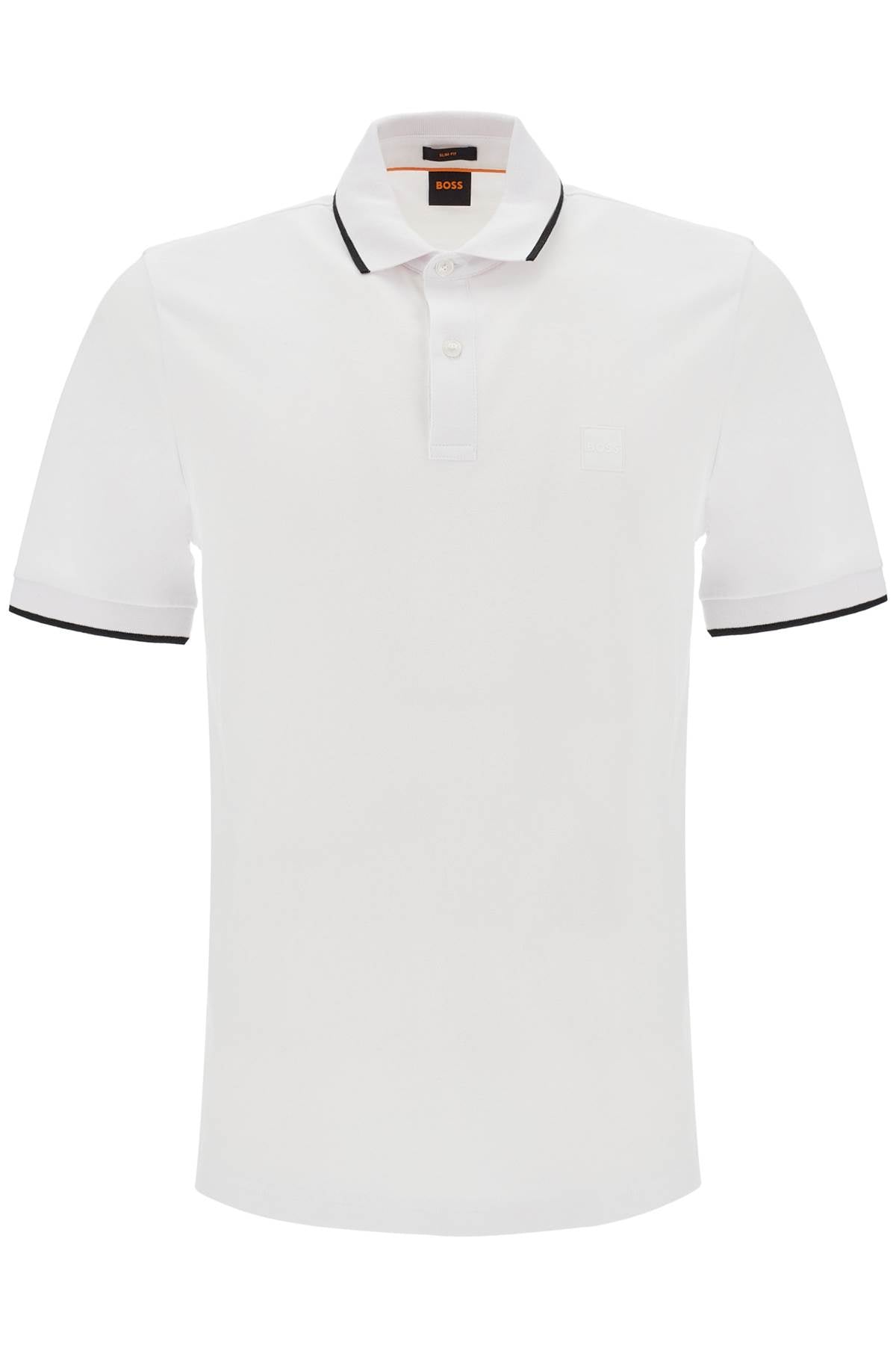 slim fit piqué polo shirt with tipped 50507699 WHITE