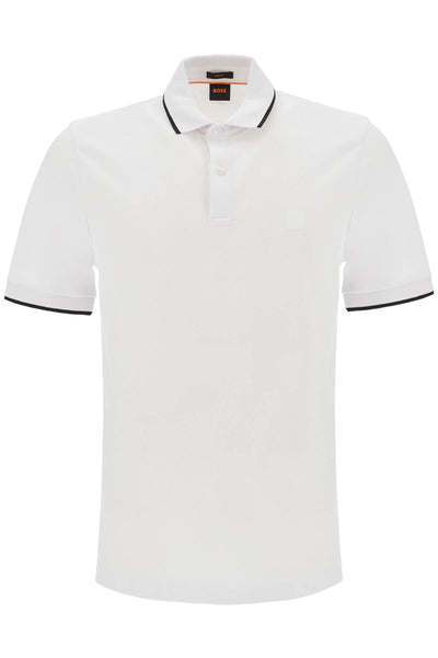 slim fit piqué polo shirt with tipped 50507699 WHITE