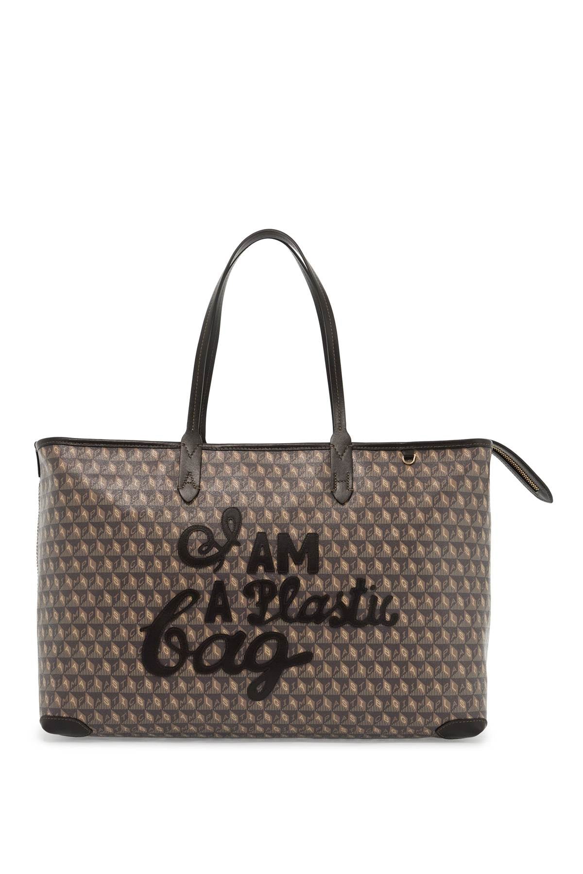 i am a plastic bag zipped motif tote bag 5050925194853 TRUFFLE