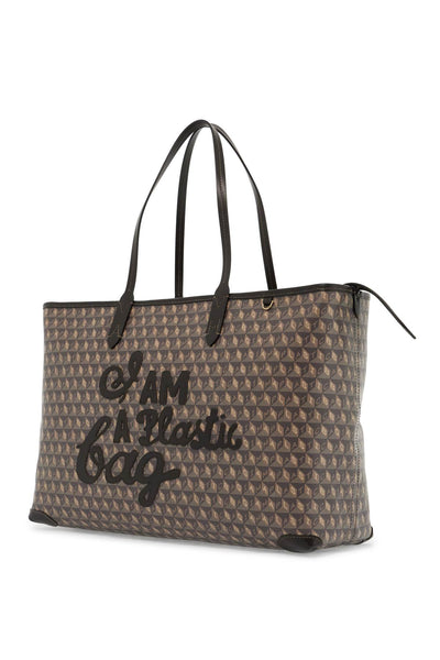 i am a plastic bag zipped motif tote bag 5050925194853 TRUFFLE