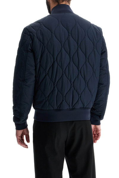 dark blue slim fit quilted down jacket with wavy pattern 50522218 DARK BLUE