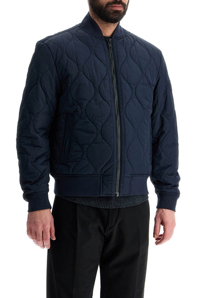 dark blue slim fit quilted down jacket with wavy pattern 50522218 DARK BLUE