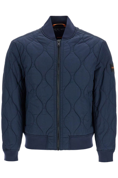 dark blue slim fit quilted down jacket with wavy pattern 50522218 DARK BLUE