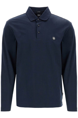 polo a maniche lunghe blu scuro in cotone vestibilità loose taglio classico 50523917 DARK BLUE