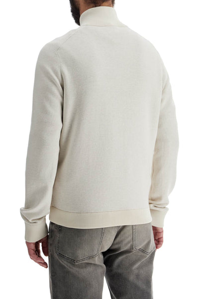 white slim fit cotton and wool zip-up sweatshirt 50526835 OPEN WHITE