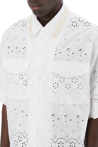 "scalloped lace shirt with pearl 5208TB 1061 WHITE WHITE PEARL