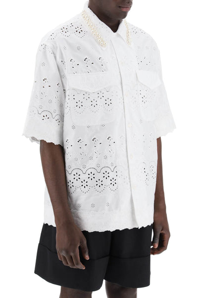 "scalloped lace shirt with pearl 5208TB 1061 WHITE WHITE PEARL