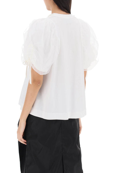 puff sleeves t-shirt 5220B 0553 WHITE PEARL