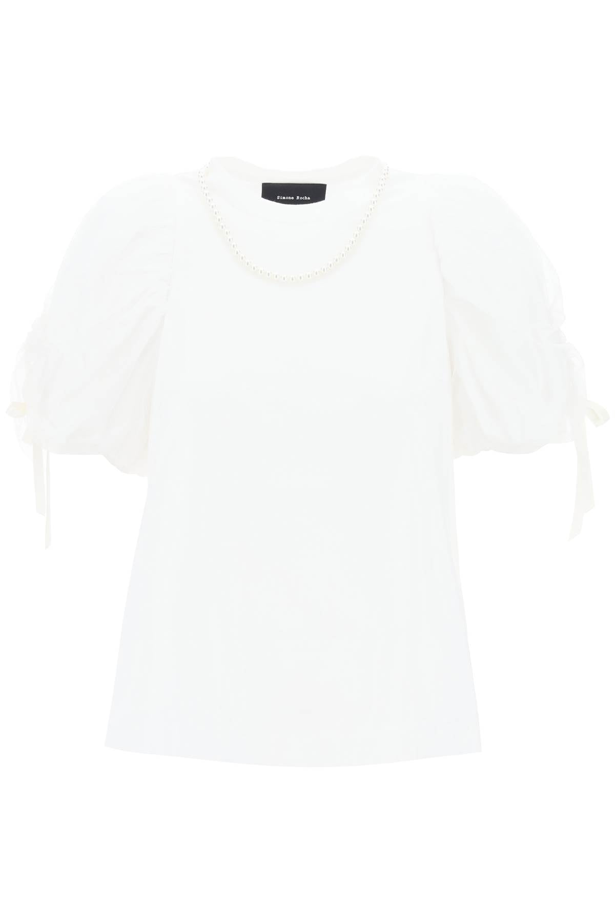 puff sleeves t-shirt 5220B 0553 WHITE PEARL