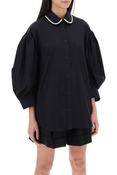 puff sleeve shirt with embellishment 5230B 1025 BLACK PEARL