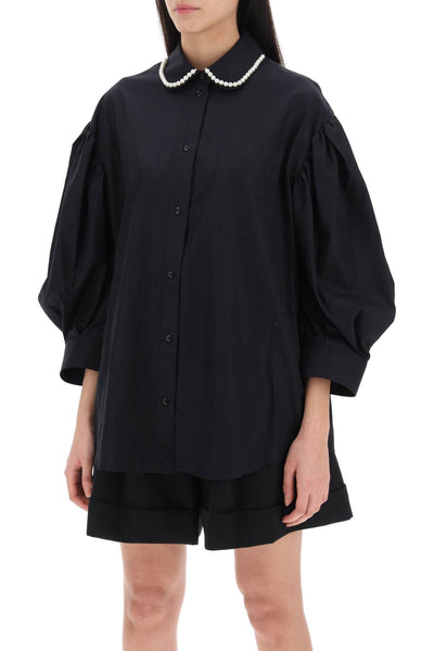 puff sleeve shirt with embellishment 5230B 1025 BLACK PEARL