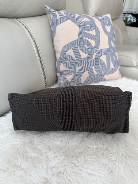 Hermes Grey Toile H Canvas Herline Clutch vintage