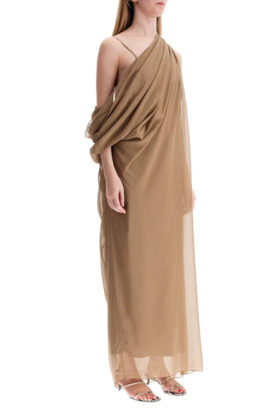 taj chiffon silk dress 5439337 W337 TOFFEE