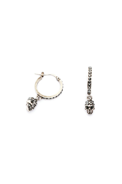 hoop earrings with skull pendant 550503 J160Y SILVER