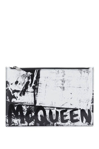 Alexander mcqueen graffiti flat pouch 560472 1AAR6 BLACK WHITE