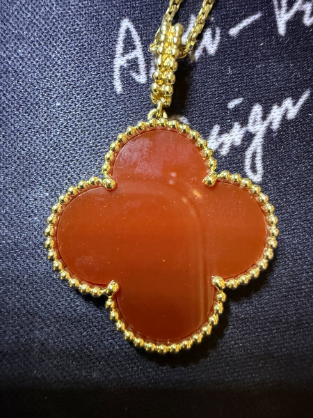 VCA Van cleef & Arpels Magic Alhambra VCARO49N00  long necklace, 1 motif 18K yellow gold, Carnelian