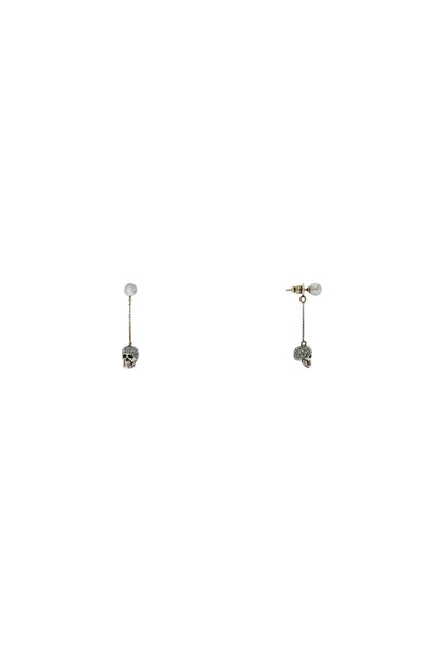 skull earrings with pavé and chain 582698 J160Y SILVER