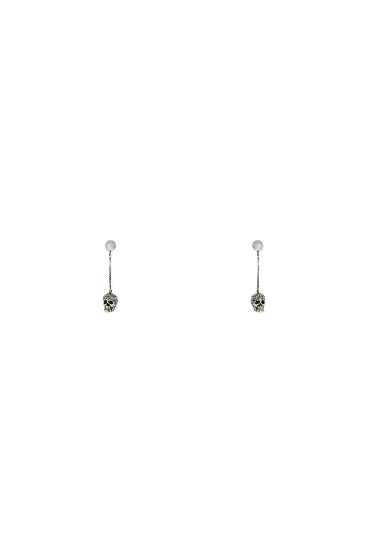 skull earrings with pavé and chain 582698 J160Y SILVER