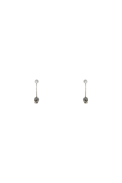 skull earrings with pavé and chain 582698 J160Y SILVER