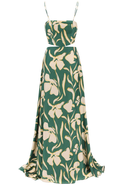 8 號長款峇裡島絲綢洋裝 5L00011 NS00017 綠色花卉