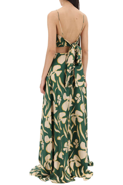 8 號長款峇裡島絲綢洋裝 5L00011 NS00017 綠色花卉