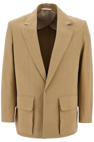 single-breasted canvas jacket 5V0CEG43AET BEIGE