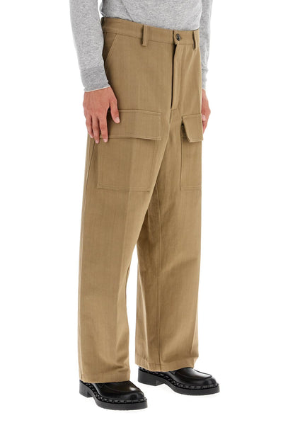 cargo canvas pants in italian style 5V0REB75AET BEIGE