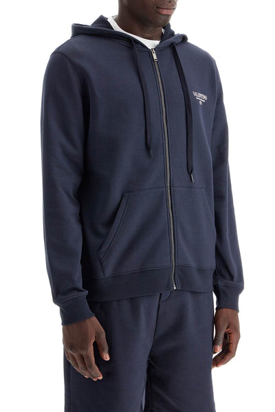 "full zip sweatshirt with logo print 5V3MF27QA8D NAVY/BIANCO