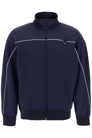 metallic v-detail sports sweatshirt 5V3MF27TA8M NAVY/AVORIO