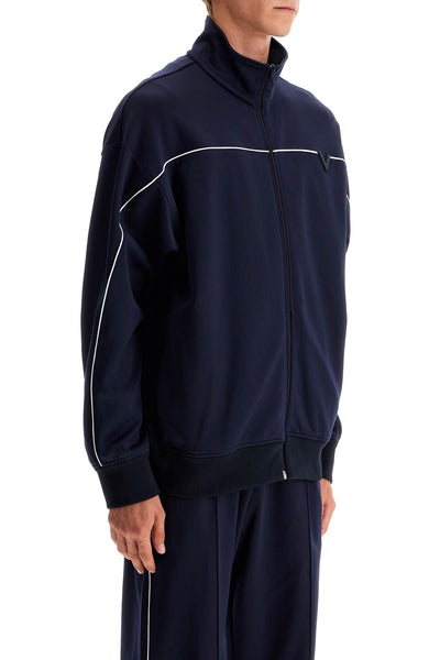 metallic v-detail sports sweatshirt 5V3MF27TA8M NAVY/AVORIO