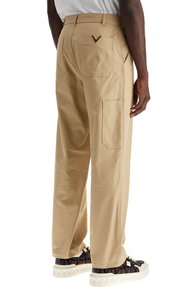 stretch canvas cargo pants for men. 5V3REB609UA BEIGE