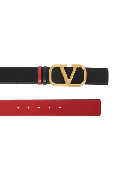 leather vlogo signature reversible belt 5W2T0S11ZFR NERO-ROUGE PUR