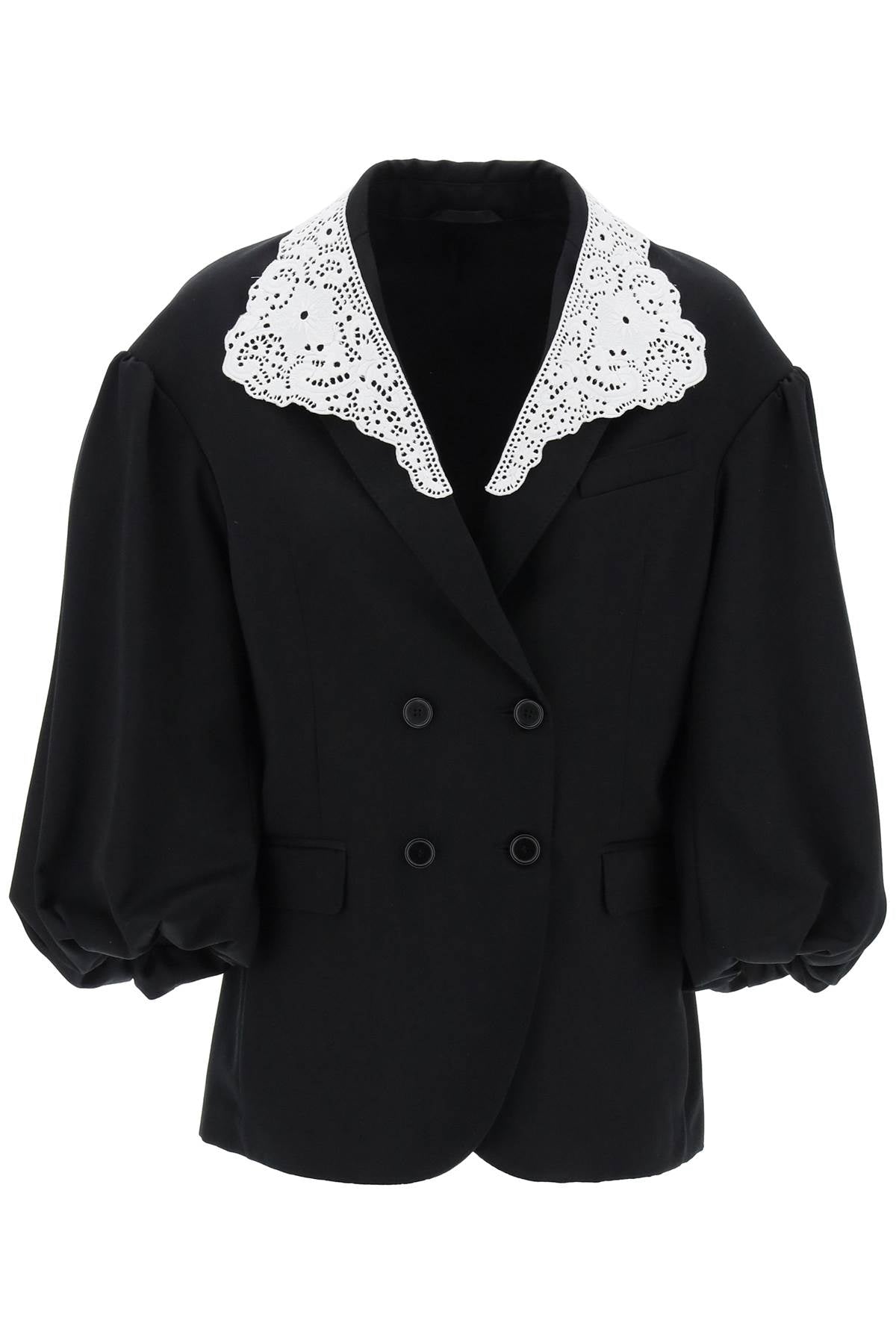 "oversized blazer with lace 6088 0458 BLACK WHITE