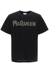 mcqueen graffiti t-shirt 622104 QTAAC BLACK KHAKI