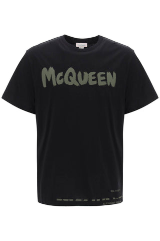 mcqueen graffiti t-shirt 622104 QTAAC BLACK KHAKI