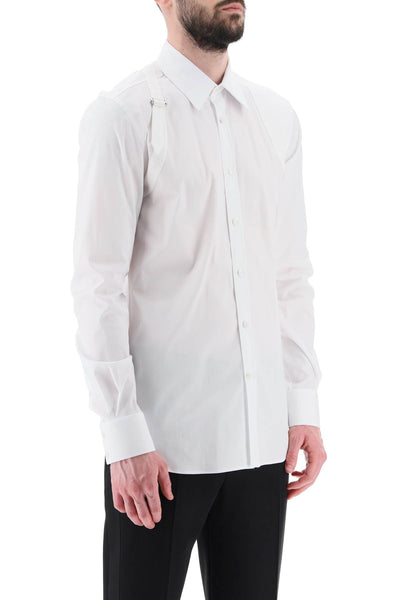 stretch cotton harness shirt 624753 QPN44 WHITE