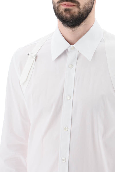 stretch cotton harness shirt 624753 QPN44 WHITE