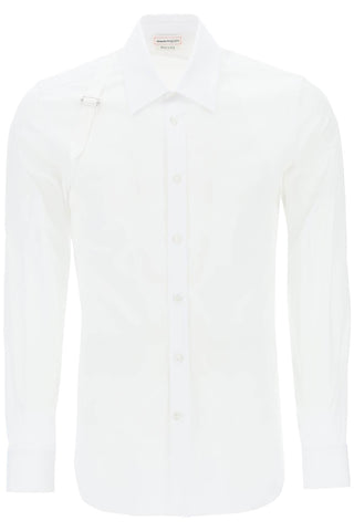 stretch cotton harness shirt 624753 QPN44 WHITE