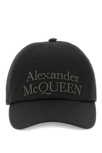 Alexander mcqueen baseball cap with embroidered logo 688658 4105Q BLACK KHAKI