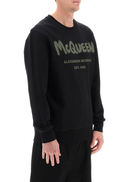 Alexander mcqueen mcqueen 塗鴉運動衫 688713 QTAAB BLACK KHAKI