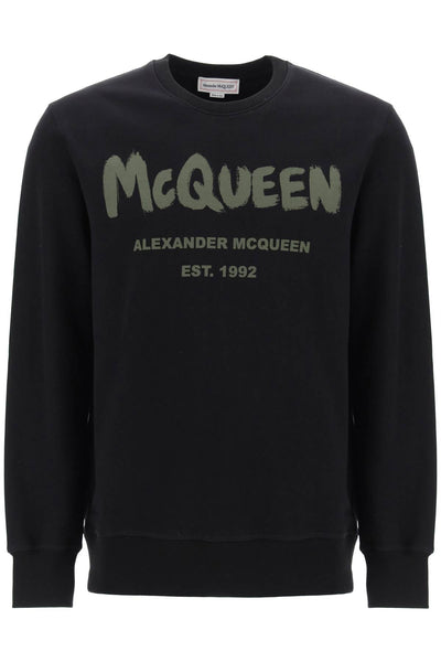 Alexander mcqueen mcqueen 塗鴉運動衫 688713 QTAAB BLACK KHAKI